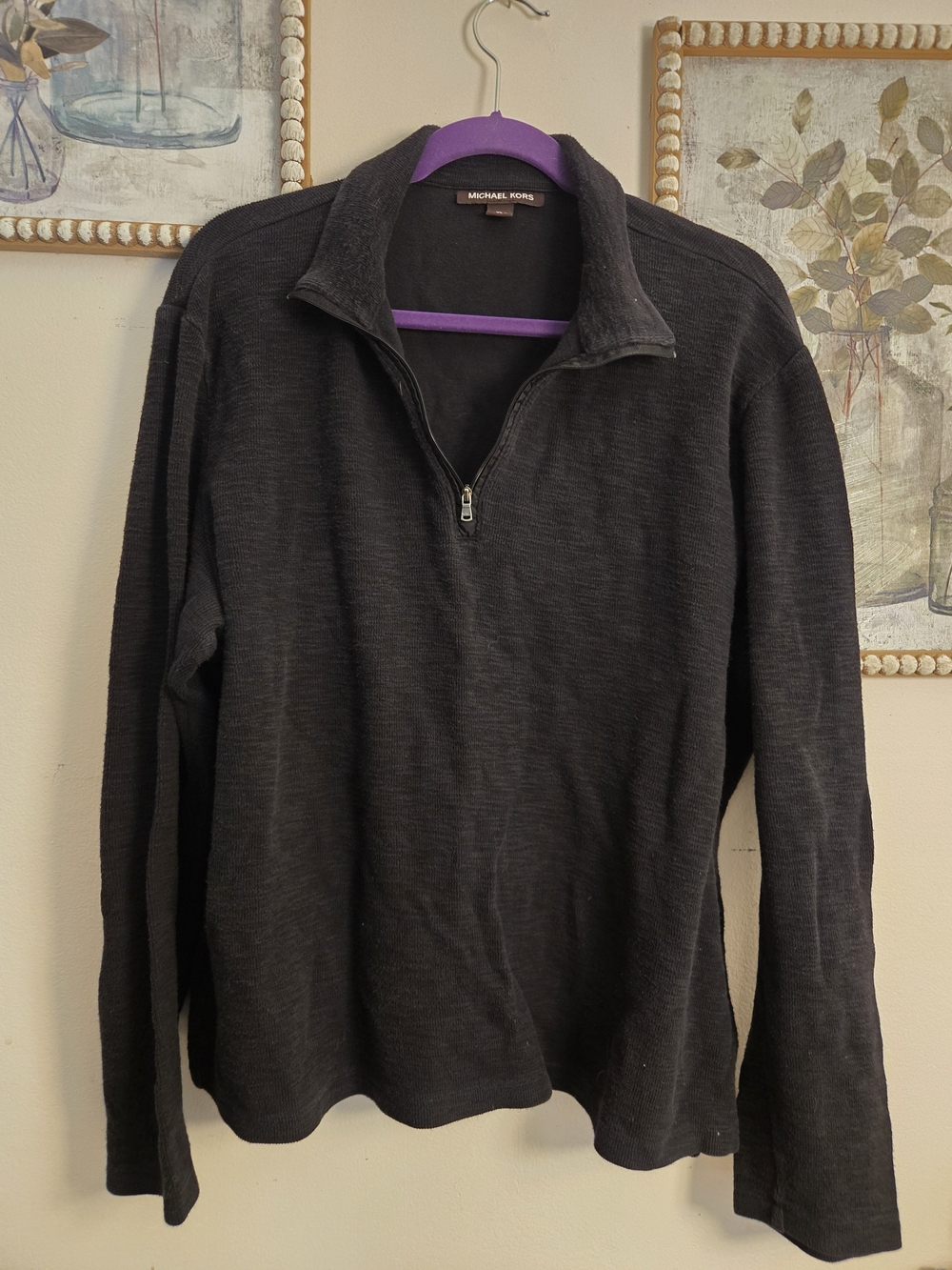 Michael Kors Men’s Dark Charcoal Zip-Up Sweater